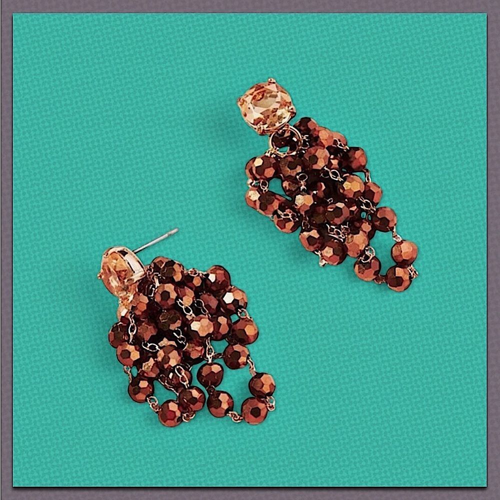 Anthropologie Waterfall Beaded Drop Earrings